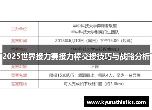 2025世界接力赛接力棒交接技巧与战略分析